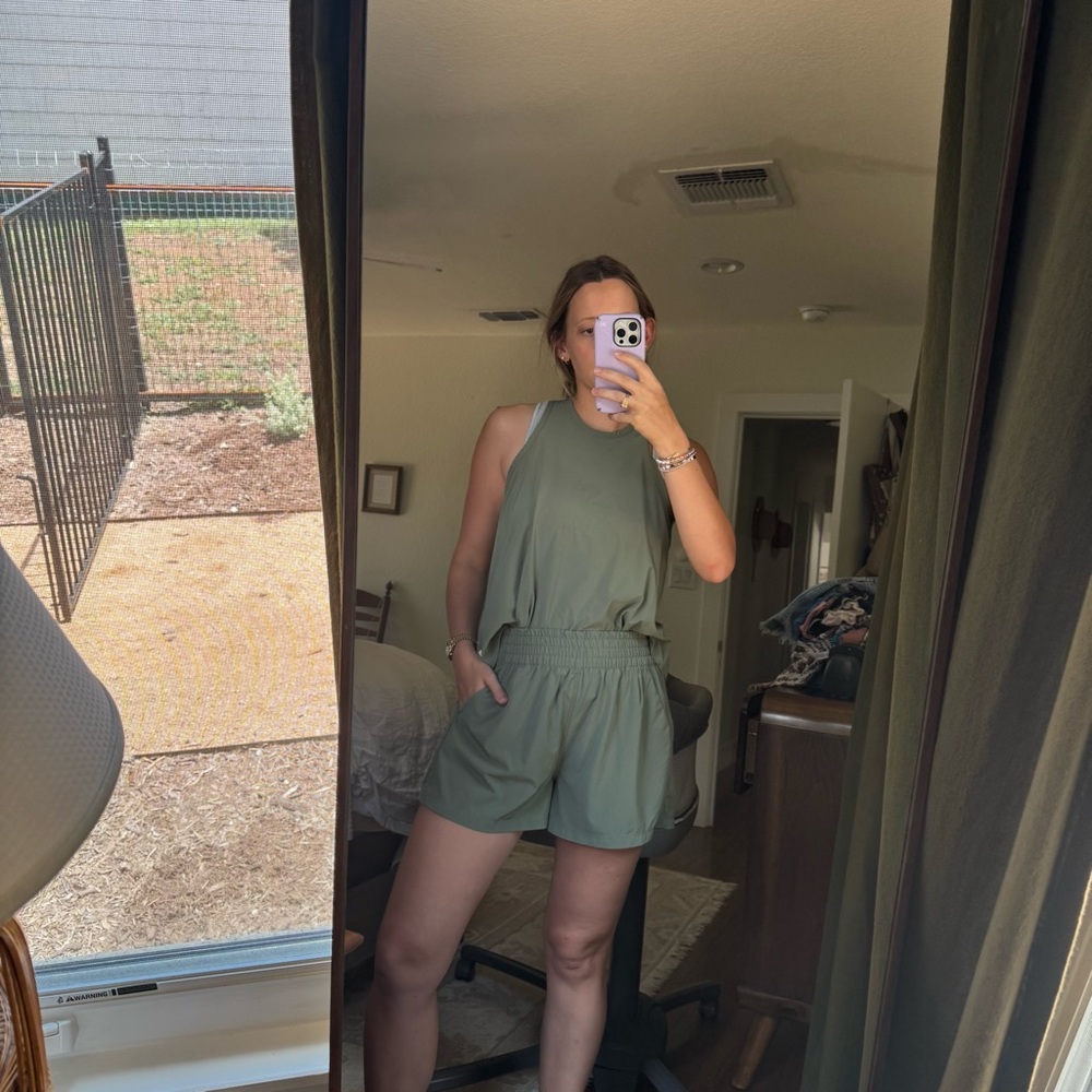 Vuori villa shorts and racerback tank Green Sleeveless Top and Shorts Set
